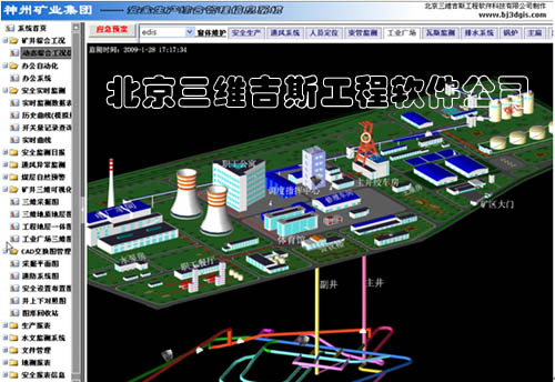 地面工业广场设施三维分布（点击图件自动显示视频监控图像）